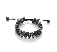 BTMDECOR Bracelet triple protection, véritable œil de tigre, shungite noire et hématite 8 mm, bracelet pour homme et femme