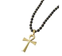 BTMDECOR Collier avec pendentif en forme de croix œil de tigre - Bijoux religieux réglables avec cordon en cuir, emballage cadeau (C réglable)
