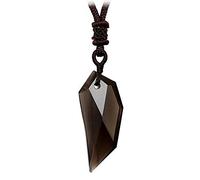 BTMDECOR Collier hexagramme d'obsidienne noire en pierre naturelle translucide en obsidienne de glace - Amulette pour elle et lui - Collier avec pendentif porte-bonheur pour homme et femme - Dent de