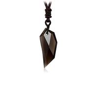 BTMDECOR Collier hexagramme d'obsidienne noire en pierre naturelle translucide en obsidienne de glace - Amulette pour elle et lui - Collier avec pendentif porte-bonheur pour homme et femme - Dent de