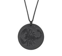 BTMDECOR Collier Pendentif Shungite Naturelle Homme Femme Charme Rond Noir Oeil Géométrie Scorpion, One Size, Agate