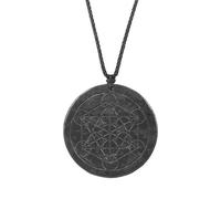 BTMDECOR Collier Pendentif Shungite Naturelle Homme Femme Charme Rond Noir Oeil Géométrie Scorpion, One Size, Agate