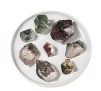 BTMDECOR Décoration géométrique en quartz vert fait à la main - Cristal naturel poli - Décoration d'intérieur - Pierre non traitée (80-100 g)