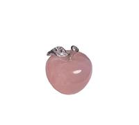 BTMDECOR Figurine de fruit en cristal de quartz rose naturel avec feuille de strass sculptée à la main - Ornement en pierre précieuse décorative pour la chance et l'amour