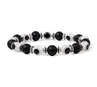 BTMDECOR Lot de 2 bracelets en forme d'œil de fortune pour homme et femme - Bracelet élastique en cristal - Cadeau idéal, 17cm, Agate
