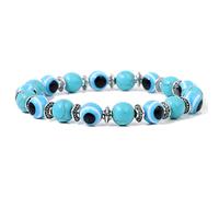 BTMDECOR Lot de 2 bracelets en forme d'œil de fortune pour homme et femme - Bracelet élastique en cristal - Cadeau idéal, 21cm, Agate