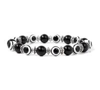 BTMDECOR Lot de 2 bracelets en forme d'œil de fortune pour homme et femme - Bracelet élastique en cristal - Cadeau idéal, 17cm, Agate
