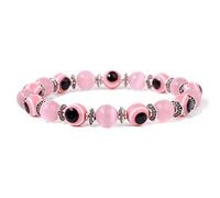 BTMDECOR Lot de 2 bracelets en forme d'œil de fortune pour homme et femme - Bracelet élastique en cristal - Cadeau idéal, 21cm, Agate