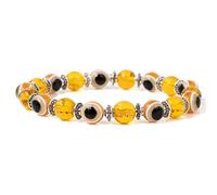 BTMDECOR Lot de 2 bracelets en forme d'œil de fortune pour homme et femme - Bracelet élastique en cristal - Cadeau idéal, 17cm, Agate