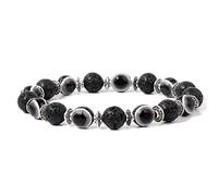 BTMDECOR Lot de 2 bracelets en forme d'œil de fortune pour homme et femme - Bracelet élastique en cristal - Cadeau idéal, 21cm, Agate