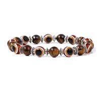 BTMDECOR Lot de 2 bracelets en forme d'œil de fortune pour homme et femme - Bracelet élastique en cristal - Cadeau idéal, 21cm, Agate