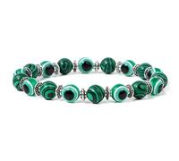 BTMDECOR Lot de 2 bracelets en forme d'œil de fortune pour homme et femme - Bracelet élastique en cristal - Cadeau idéal, 17cm, Agate