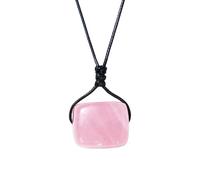 BTMDECOR Lot de 3 colliers avec pendentif carré en cristal de guérison naturel - Pierres polies, amulette Reiki pour corde tissée à la main pour homme et femme, One Size, Agate