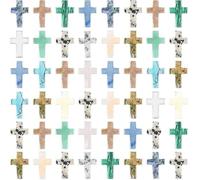 BTMDECOR Lot de 50/75 pierres de cristal en forme de croix en vrac de 2,5 cm en cristal naturel en forme de croix - Breloque de poche à quartz - Cadeau de Saint-Valentin ou de Pâques, One Size, Agate