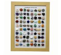 BTMDECOR Lot de 80 pierres naturelles - Échantillons de pierres précieuses polies avec tableau d'affichage pour l'apprentissage, la décoration et l'utilisation de cadeaux, White, Agate