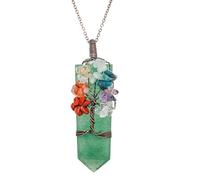 BTMDECOR Pendentif arbre de vie en cristal naturel - Collier point d'énergie enveloppé de fil métallique, breloque en pierre précieuse faite à la main, plusieurs variantes, One Size, Agate