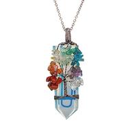 BTMDECOR Pendentif arbre de vie en cristal naturel - Collier point d'énergie enveloppé de fil métallique, breloque en pierre précieuse faite à la main, plusieurs variantes, One Size, Agate