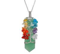 BTMDECOR Pendentif arbre de vie en cristal naturel - Collier point d'énergie enveloppé de fil métallique, breloque en pierre précieuse faite à la main, plusieurs variantes, One Size, Agate