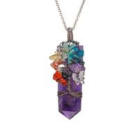 BTMDECOR Pendentif arbre de vie en cristal naturel - Collier point d'énergie enveloppé de fil métallique, breloque en pierre précieuse faite à la main, plusieurs variantes, One Size, Agate