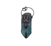 BTMDECOR Pendentif vintage en fluorite verte avec motif dragon et agate druzy, chaîne de chandail en cuivre vieilli, env. 0,79-1,10 × 6,5-7,5 cm | Style de guérison cristalline