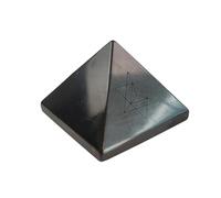 BTMDECOR Pyramide en shungite polie - Symbole géométrique gravé - Pierre d'énergie - Pyramide minérale en carbone naturel pour la méditation et l'équilibre spatial (1 pièce, 5 cm) (Merkavah)