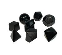BTMDECOR Shungite Ensemble de géométrie sacrée 8 pièces (2 cm) - Pierre naturelle Platonique Solides + Merkaba + Sphère - Kit de méditation chakra pour décoration de bureau, équilibre énergétique et