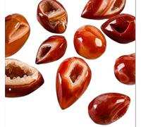 BTMDECOR Œufs de géode en cristal d'agate naturelle - Pierres polies non traitées, agate noire et rouge pour décoration de maison et de bureau, Red, Agate