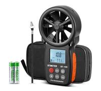 BTMETER Anémomètre numérique portatif BT-100, jauge de vitesse du vent, mesure avec précision la vitesse du vent et la température pour CFM, avec MAX/MIN/AVG, rétroéclairage LCD, CVC