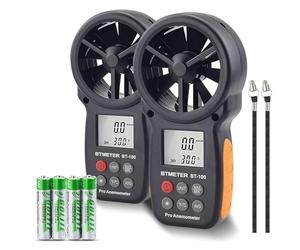 BTMETER BT-100 Anemometre Portable Anémomètre Numérique digital anémomètres, mesure de vent la Température avec MAX/MIN/AVG pour VMC Drones -2 Pièces
