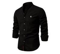 Btmpmcs Chemise Homme Manches Longues Lin Chemises en Coton Casual Business Formelle Chemisette Classique Couleur Unie Shirts Chemise décontractée Repassage Facile sans Plis Chemises élégante