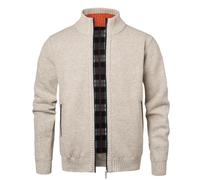 Btmpmcs Hommes Cardigan Veste en Maille Grosse Tricoté avec Col Debout Décontractée Ouvrez-Front Zippé Gilet Automne Hiver Chaud Pulls Épais Doublé en Polaire Sweat
