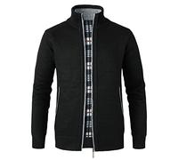 Btmpmcs Hommes Cardigan Veste en Maille Grosse Tricoté avec Col Debout Décontractée Ouvrez-Front Zippé Gilet Automne Hiver Chaud Pulls Épais Doublé en Polaire Sweat