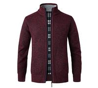 Btmpmcs Hommes Cardigan Veste en Maille Grosse Tricoté avec Col Debout Décontractée Ouvrez-Front Zippé Gilet Automne Hiver Chaud Pulls Épais Doublé en Polaire Sweat