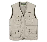 Btmpmcs Hommes Gilet de Pêche Multi-Poches Gilet Sans Manche Veste de Sport | Léger Loisirs Gilets De Plein air Coton Été Respirant Journaliste Durable Veste pour Camping Chasse Photographie Voyager