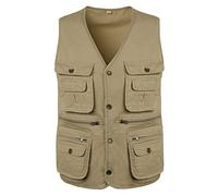 Btmpmcs Hommes Gilet de Pêche Multi-Poches Gilet Sans Manche Veste de Sport | Léger Loisirs Gilets De Plein air Coton Été Respirant Journaliste Durable Veste pour Camping Chasse Photographie Voyager