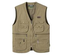 Btmpmcs Hommes Gilet de Pêche Multi-Poches Gilet Sans Manche Veste de Sport | Léger Loisirs Gilets De Plein air Coton Été Respirant Journaliste Durable Veste pour Camping Chasse Photographie Voyager