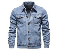 Btmpmcs Veste en Jean pour Hommes Jacket en Jean Vintage The Trucker Veste Denim Jacket Blouson Cowboy à la Mode Motard Décontractée Denim Rider Manteau de Moto Retro Outwear classique