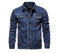 Btmpmcs Veste en Jean pour Hommes Jacket en Jean Vintage The Trucker Veste Denim Jacket Blouson Cowboy à la Mode Motard Décontractée Denim Rider Manteau de Moto Retro Outwear classique