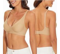 Btofellin Femmes Soutien-gorge Sans Armature Amovible Coutures Col V Bralette Invisible Doux Bustier Ultra Confortable Soutien Complet et Bretelles Réglables Corset, rose, S