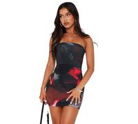 Btofellin Mini-Robe Femme Sexy Stretch Coloré Robes Courtes Sexy Court Tube Fort pour Plage Vacances Disco Cocktail Fête Taille S-L