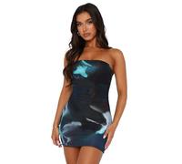 Btofellin Mini-Robe Femme Sexy Stretch Coloré Robes Courtes Sexy Court Tube Fort pour Plage Vacances Disco Cocktail Fête Taille S-L