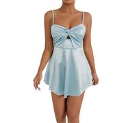 Btofellin Robe Courte Femme Eté Sexy Robe sans Bretelles Cocktail Col V Elégant Spaghetti Strap Adhérent Dos Courbe Plage Elastique Bodycon Vacances Disco