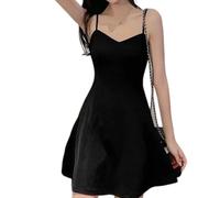 Btofellin Robe Femme d'Été Couvre costume Robe Col en V Sans Manches Décontracté de Plage Robes Simple Décontracté Mer Robes De Robe D'été, Noir , M