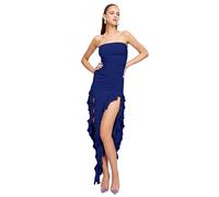 Btofellin Robes Sexy pour Femmes Robes Bandeau Elégantes sans Manches Robe Longue sans Bretelles Robe Longue de Club Manches à la Coupe Ajustée et Froncée