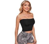 Btofellin Tops Bandeau Tube Corset Bralette d'été Débardeur sans Manches Stretch pour la Plage Y2K Sexy Sleeveless Slim Cut Tank Bustier Party Chemise Off-Shoulder Sleeveless Crop Top