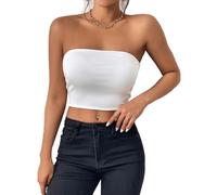 Btofellin Tops Bandeau Tube Corset Bralette d'été Débardeur sans Manches Stretch pour la Plage Y6K Sexy Sleeveless Slim Cut Tank Bustier Party Chemise Off-Shoulder Sleeveless Crop Top
