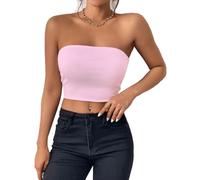 Btofellin Tops Bandeau Tube Corset Bralette d'été Débardeur sans Manches Stretch pour la Plage Y9K Sexy Sleeveless Slim Cut Tank Bustier Party Chemise Off-Shoulder Sleeveless Crop Top