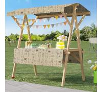 BTOIASYHF Chariot De Nourriture en Bois Léger Pliable - Étal De Marché Portable avec Auvent, Assemblage Facile Chariot d'affaires Mobile pour Les Fleurs, Cadeaux, Glace