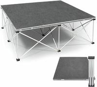BTOIASYHF Plate-Forme De Scène Pliante Portable avec Tapis Gris, Escalier De Scène en Bois Et en Aluminium, Unité Modulaire De Pont De Performance, Plate-Forme D'événement pour Groupe De Batterie