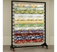 BTOIASYHF Rack D'affichage De Tissu Commercial avec Roues, Grand Panier D'affichage De Tissu Textile avec Tige Réglable, Support D'organisateur en Acier Lourd